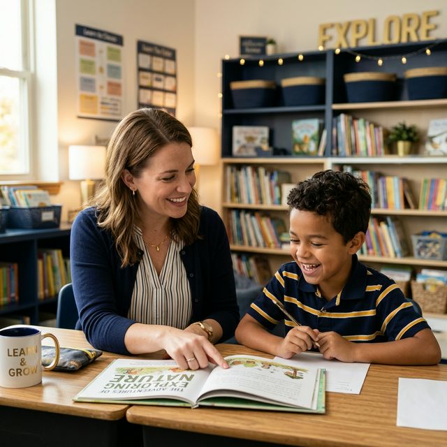 Tutor helping student with writing