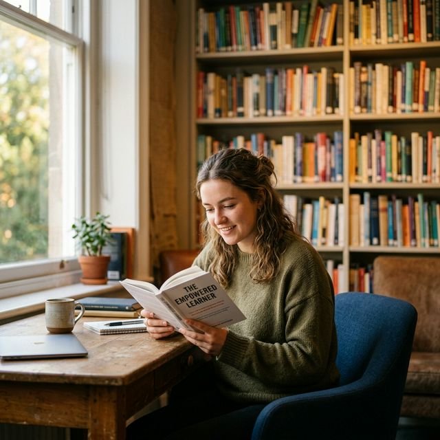 Student reading with confidence and concentration